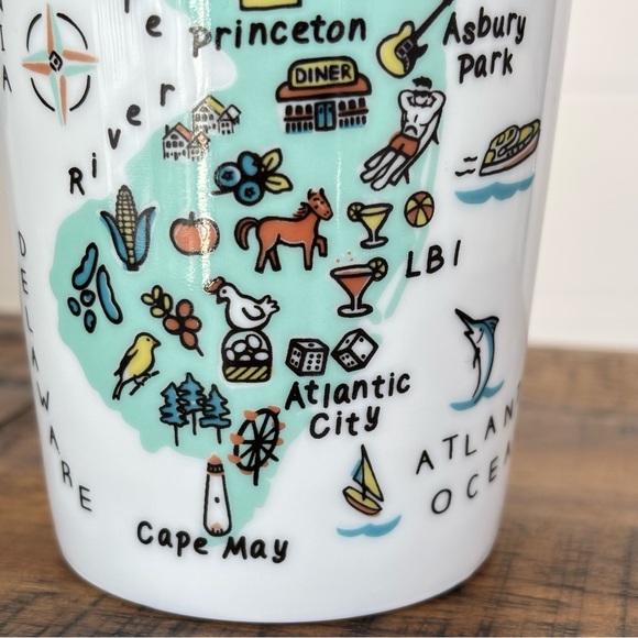 222 Fifth New Jersey White Porcelain Mug Map Design Tall Coffee Tea - Picture 5 of 13